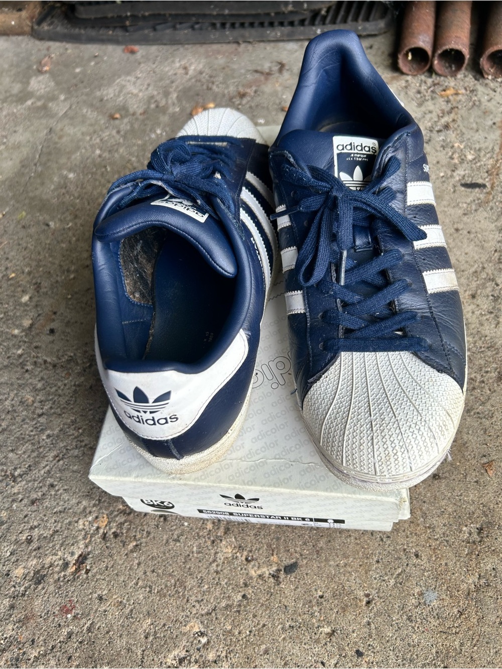 adidas Navy and White Superstar Low-Top Sneakers